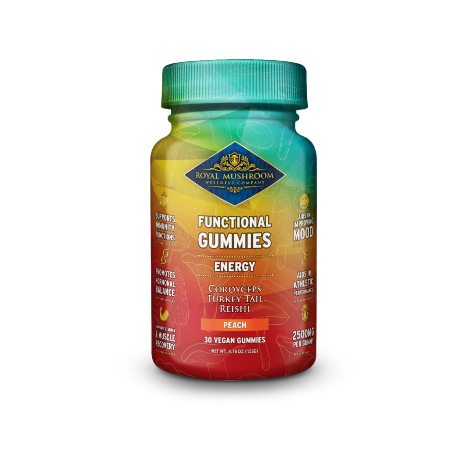 Energy Mushroom Mix Gummies Peach Flavor 30 ct